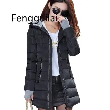 

2020 women winter hooded warm coat plus size candy color cotton padded jacket female long parka womens wadded jaqueta feminina