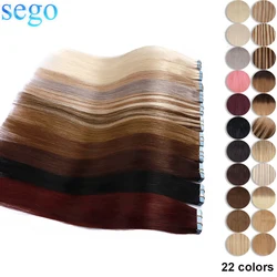 SEGO 2.5g/pc Invisible Seamless PU Skin Weft Hand Tied Tape In Adhesives Machine Remy Human Hair Extensions Natural Hair 22color