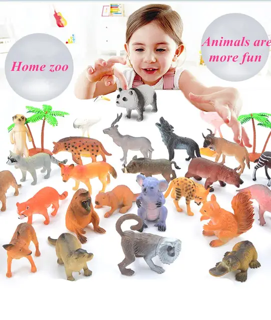 53 Pièces Mini Figurines D'animaux De La Jungle, Poupées D'animaux, Puzzle  De Simulation Du Monde Animal, Ensemble D'arbres De Clôture Pour