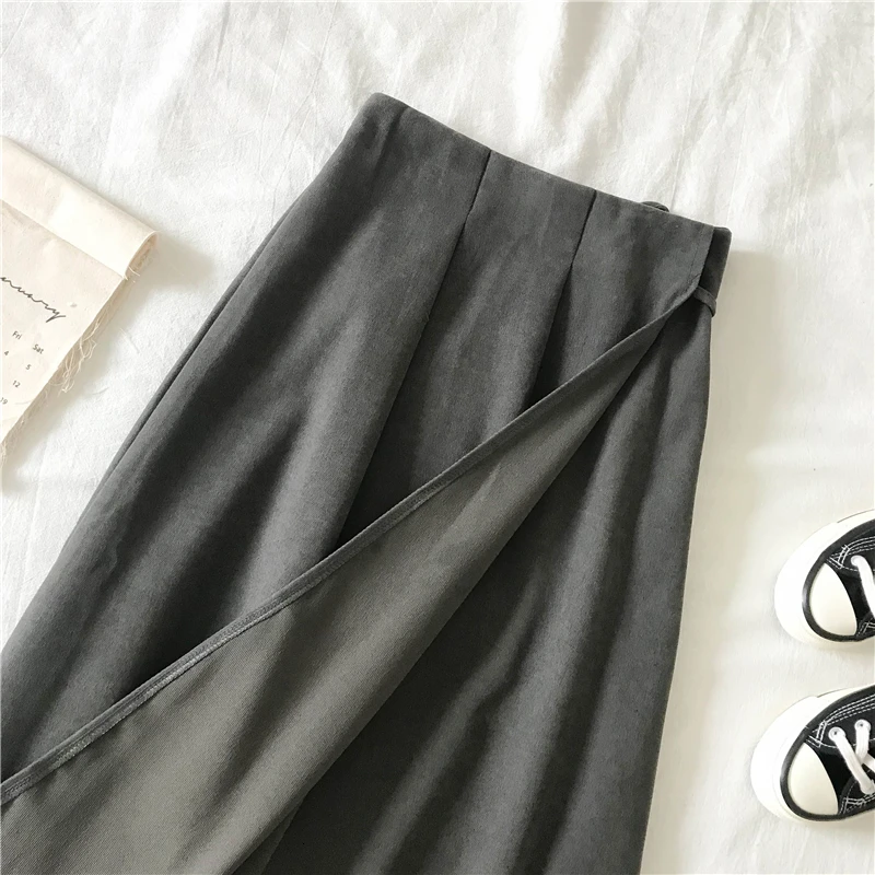 Зимняя женская черная Вельветовая юбка миди с высокой талией, облегающая юбка выше колена, дизайнерская юбка трапециевидной формы