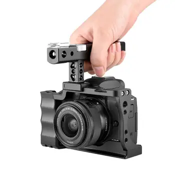 

YELANGU C14 Aluminum Alloy Camera Cage with Cold Shoe Mount Arri Hole 1/4 3/8 Screw Top Handle for DSRL Camera Canon M50