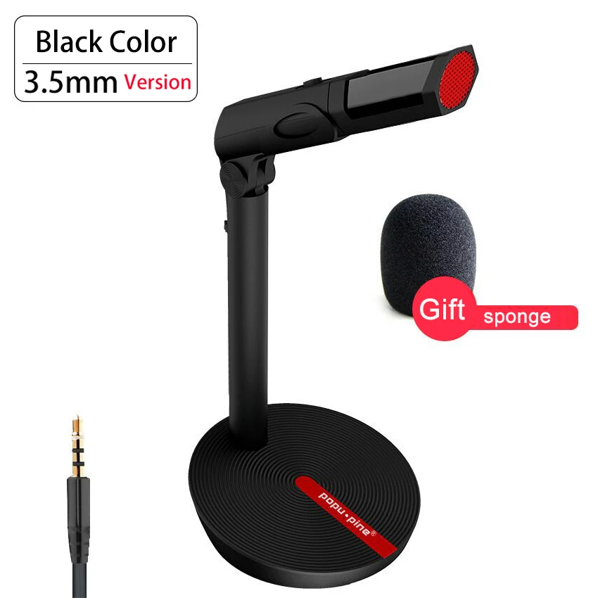 Black 3.5mm Version Великобритания 3,5 мм USB проводной компьютерный микрофон для компьютера, ноутбука, записи игр, подкачки аудио студии, вокальный - Цвет: Black 3.5mm Version