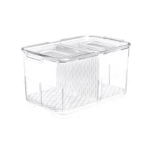 Двойной герметичный дренажный ящик для хранения Органайзер для холодильника Многофункциональный Прозрачный домашний пластиковый фруктовый Овощной переносной с крышкой