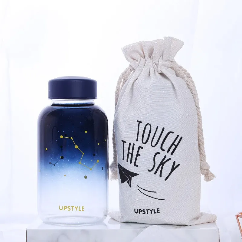 Clear Night 600ml Креативный полярный медведь Пингвин стеклянная бутылка для воды милые животные охлаждающие бутылки мультфильм Кемпинг Спортивная бутылка Тур посуда для напитков дропшиппинг - Цвет: Clear Night 600ml