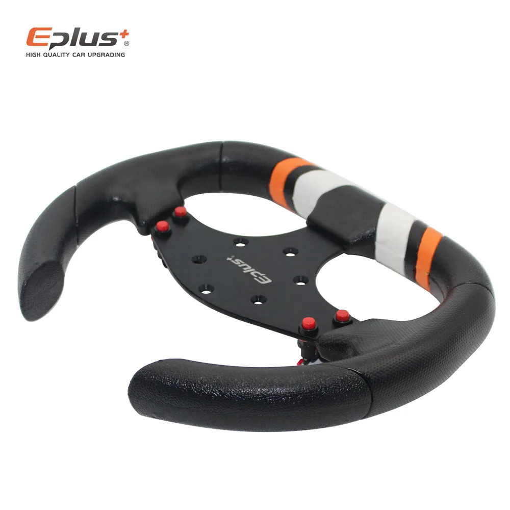 EPLUS 자동차 스타일링 스포츠 스티어링 휠, 레이싱 타입 PU 범용, 13 인치 310mm 알루미늄 개조 개조 카트