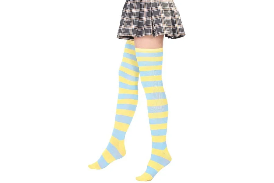 ankle socks women New Striped Stockings Cartoon Cute Uniform Socks Women Sexy Colorful Thigh High Nylon Long Studenr Cosplay Thick Over Knee Socks black ankle socks