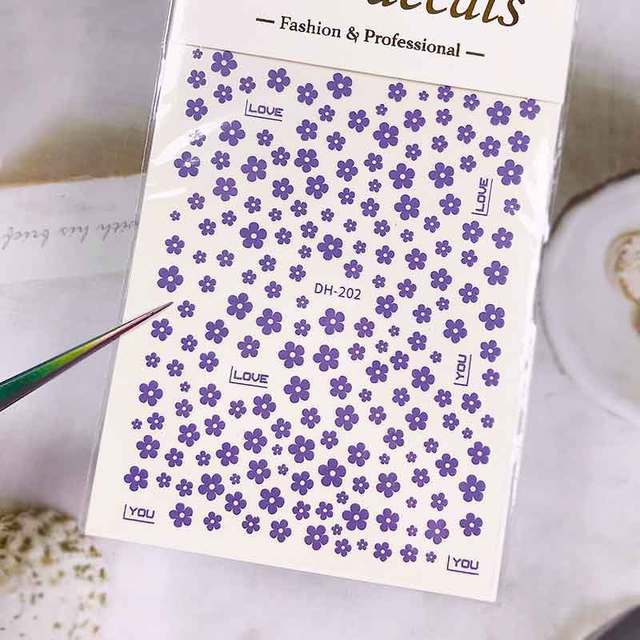 White Flowers Nail Art  Adhesive Stickers for Nails Cute Paper Parts With Avocado Direct Paste Decals Designs Manicure