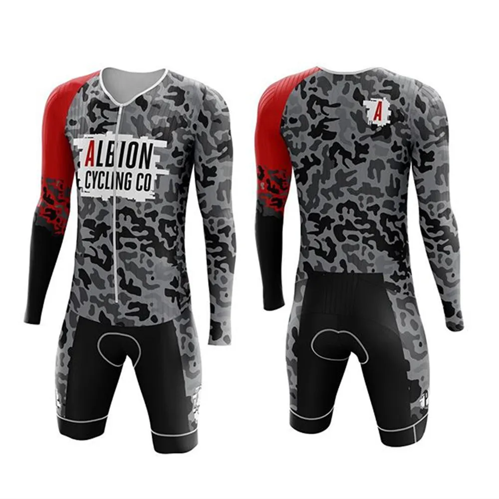 

2021 PARIA Long Sleeve Skinsuit Cycling Men Body Triathlon Suit Cycling Ropa Ciclismo Jumpsuit Set 9D Pad Mtb Bicycle clothing