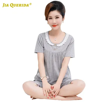 

New Soft Pj Set Pajamas Set Homesuit Homeclothes Sleepwear Casual Style Short Sleeve Woman Clothes Cotton Summer Fashion Style