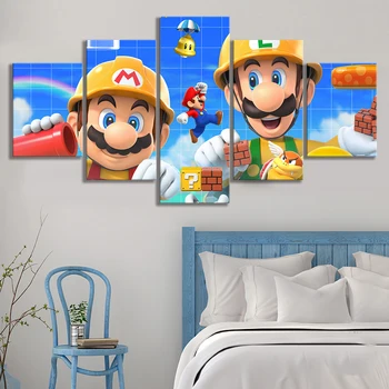 

Painting Super Mario Bros Full Round Drill Diamond 5D 5 Pcs Embroidery Handicraft Picture Cartoon Wall Home Decor Cross Stitch