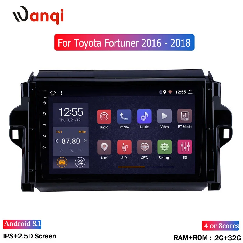 Wanqi Android 8,1 HD сенсорный экран 9 дюймов gps Навигация стерео для- Toyota Fortuner поддержка SWC