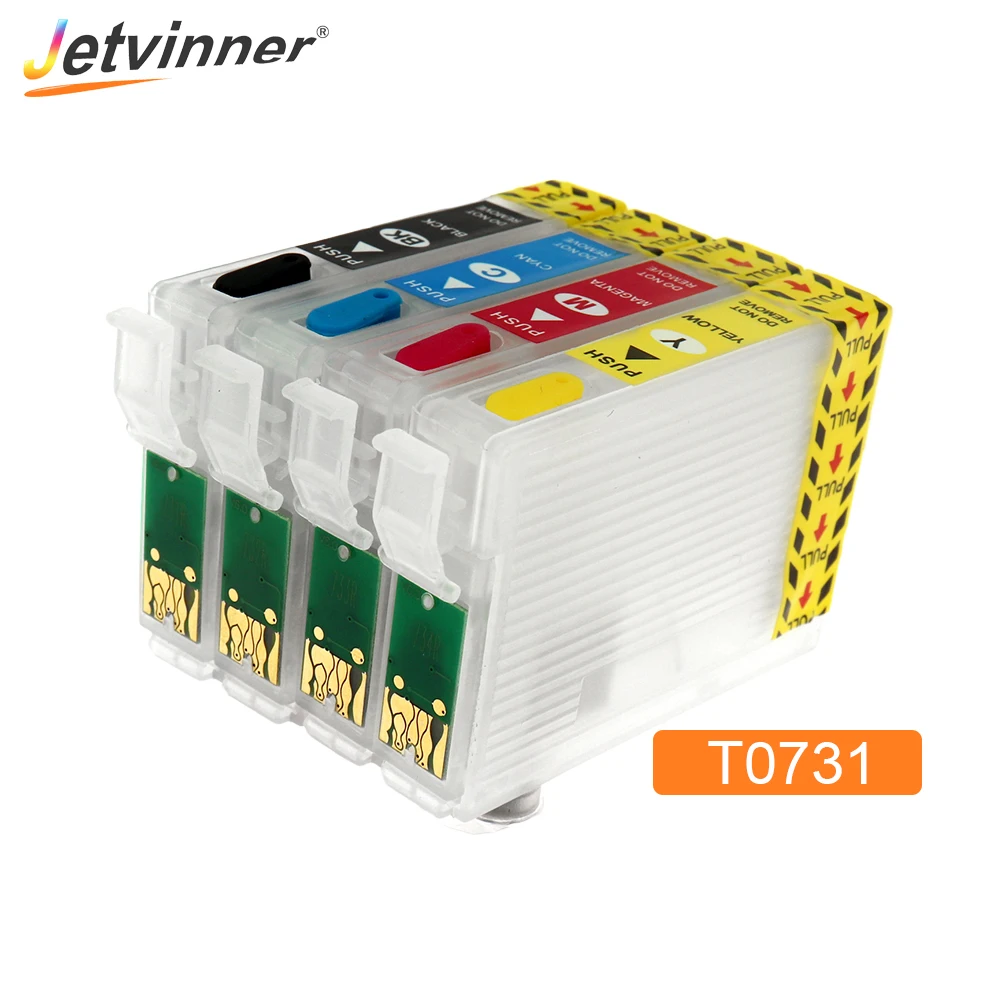 

Jetvinner T0731 Refillable Ink Cartridge With ARC Chips For Epson T30 TX203 TX510F TX210 CX5900 T40W TX205 TX209 TX409 Printers