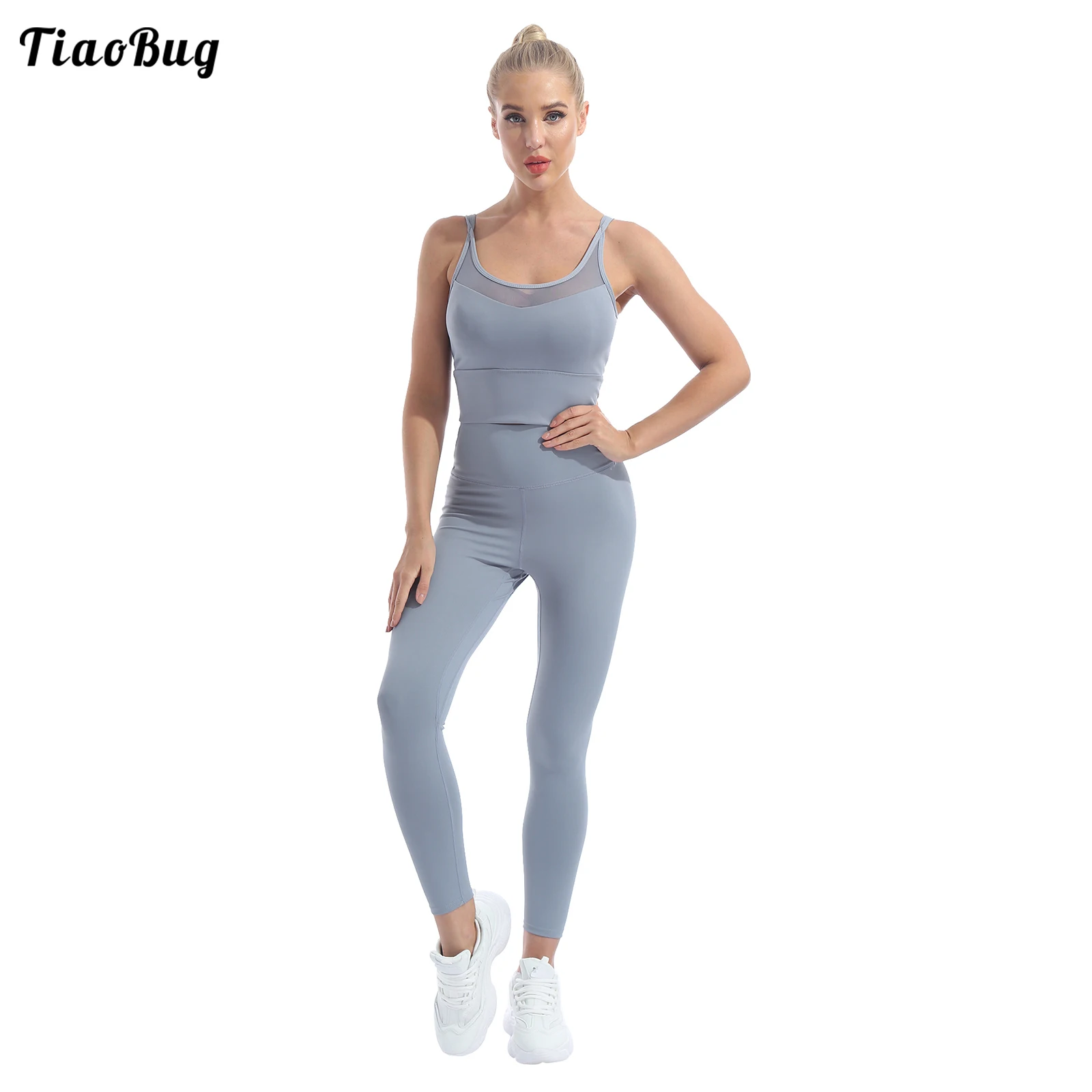 

2021 Fashion Women 2Pcs Yoga Sport Suit Strap Sleeveless Removable Pads Without Rims Bras And Leggings Set For Running Fitness