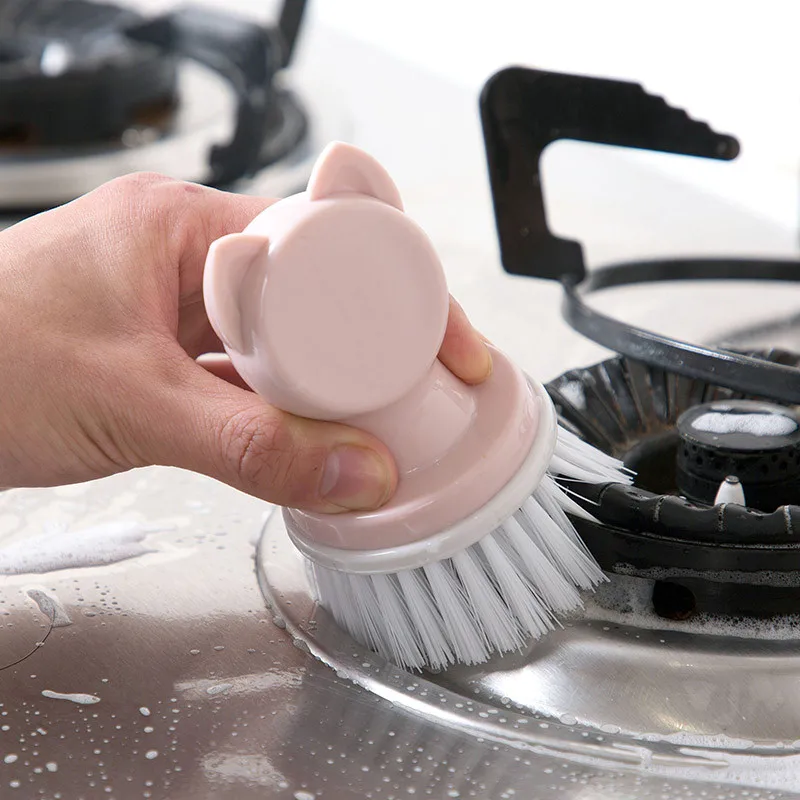 Cartoon Plastic handle dish Washing Cleaning Brush pot plate bowl pan cleaner Household kitchen stove cleaning tool