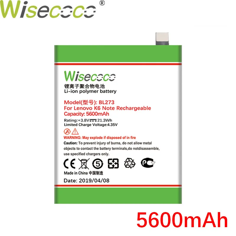 WISECOCO 5600 мАч BL273 батарея для мобильного телефона lenovo K6 Note новейшее производство высокое качество батарея+ номер отслеживания