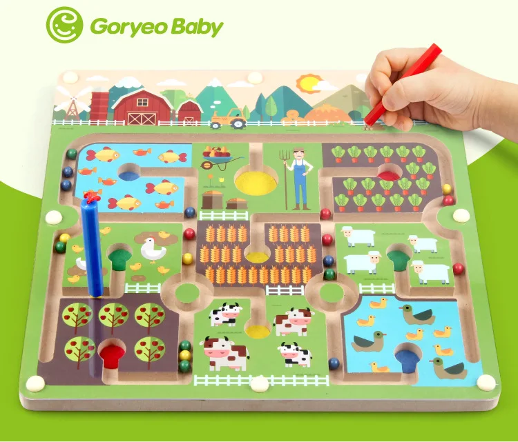 Южная Корея пункт goryeobaby ручка с магнитным лабиринтом ферма ролл-на игра обучающая игрушка 0,85