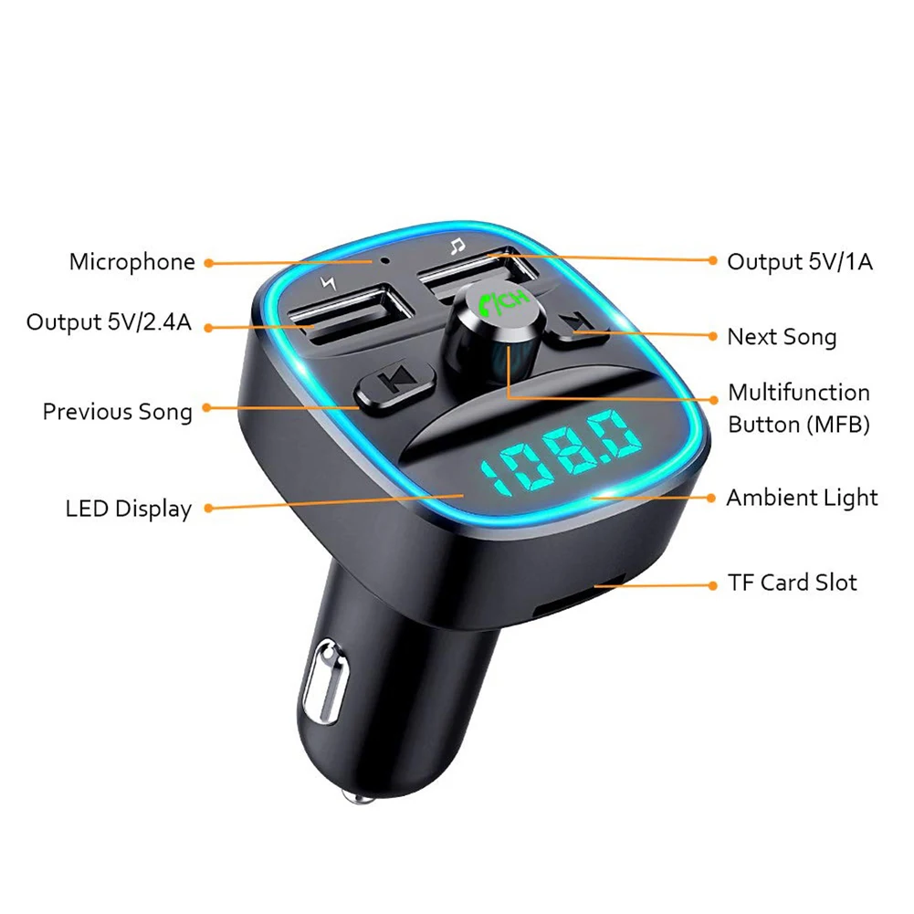 Car MP3 Player Bluetooth Handsfree USB Charger FM Transmitter Radio Adaptor Automobile carros Interior New Hot Accessories