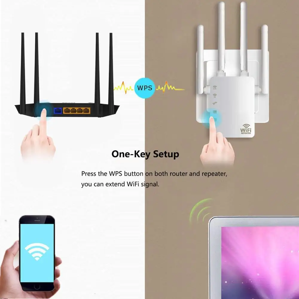 Беспроводной роутер ретранслятор Wi Fi 1200 Мбит/с двухдиапазонный 2 4/5G 4 антенна