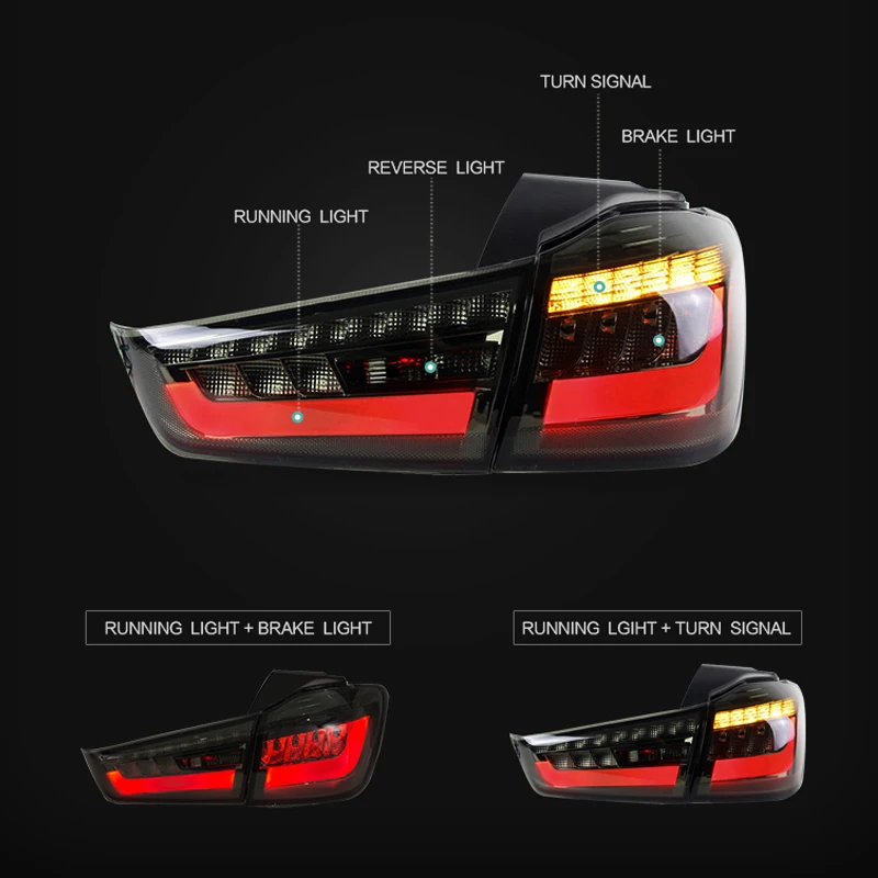 Автомобильный светодиодный задний фонарь для Мицубиси ASX RVR 2011- задний ходовой свет+ Тормозная лампа+ обратный+ Динамический сигнал поворота