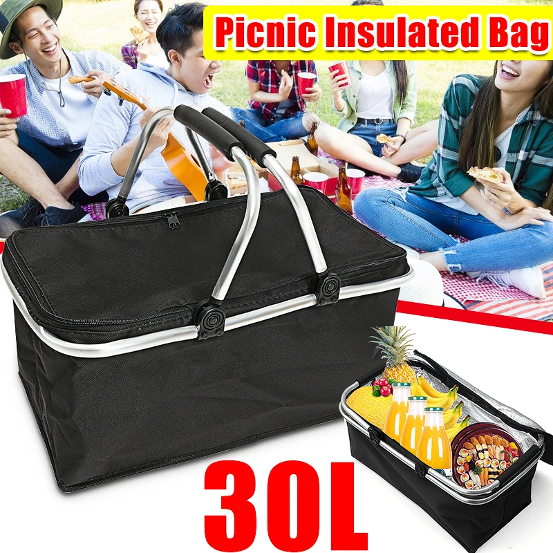 Camping Folding Picnic Bag Insulated Lunch Box Outdoor Sports Ice Pack Basket