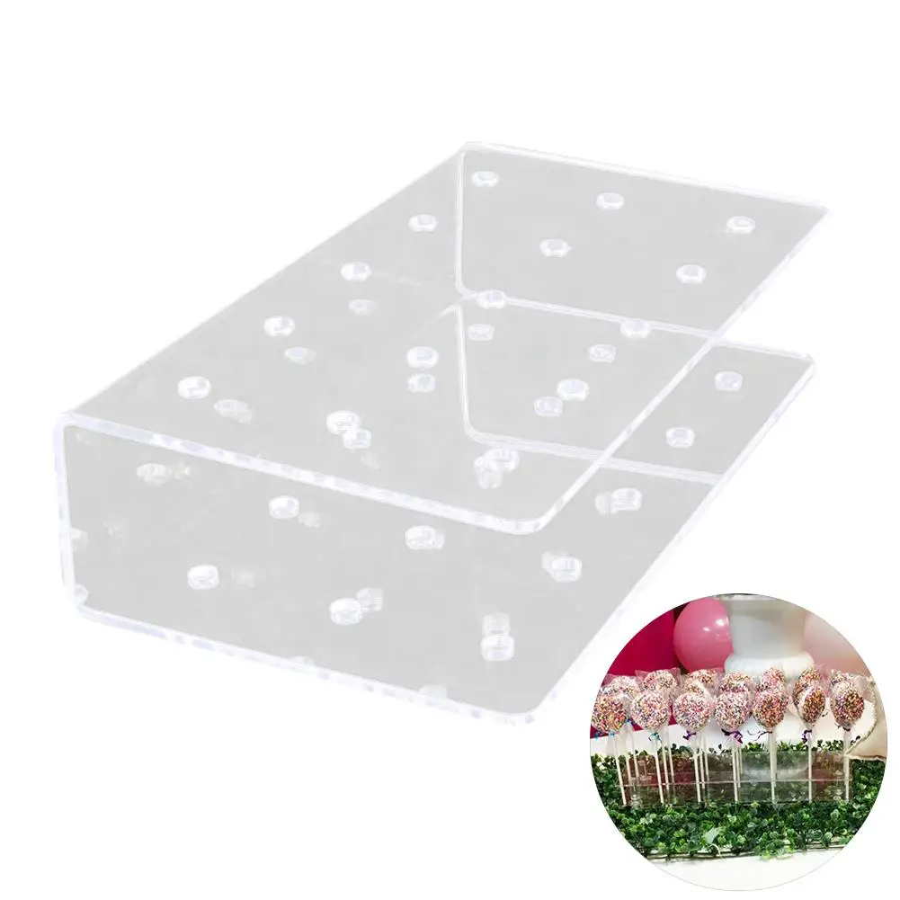 15 Holes Acrylic Lollipop Display Stand Wedding Party Candy Dessert Stick Holder Acrylic Rectangle Shape Durable Display Holder