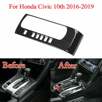 

Carbon Fiber Style Gear Shift Box Panel Cover Trim For Honda Civic 10th 2016-2019 DIY Car Replacement Accessories