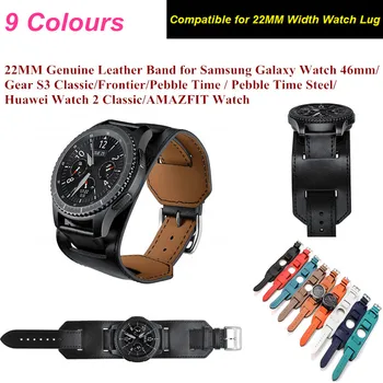 

22MM Genuine Leather Band For Samsung Galaxy Watch 46MM Leather Cuff Bracelet Replacement for Gear S3 AMAZFIT Watch Wristband