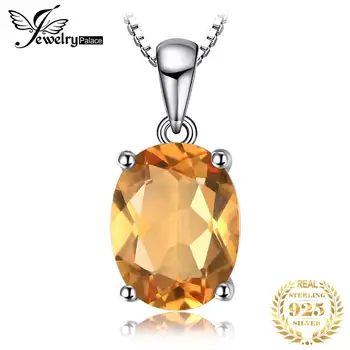 

Natural Citrine Pendant Necklace 925 Sterling Silver Gemstones Choker Statement Necklace Women silver 925 Jewelry No Chain