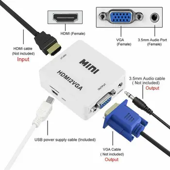 

1080P HDMI To VGA Audio Video Converter Adapter For DVD Laptop TV Box Projector Mini HDMI To VGA Converter
