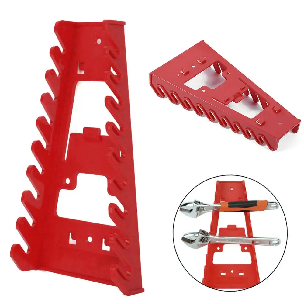 

9 Slot Spanner Rack Organizer Tool Storage Wall Mounted Plastic Wrench Storage Holder Red Wrench Holder Removal Repair Tool