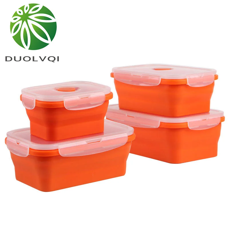 Duolvqi силиконовый Коробки для обедов Портативный чаша красочный складной Еда обеденный контейнер 350/500/800/1200 мл экологически чистые
