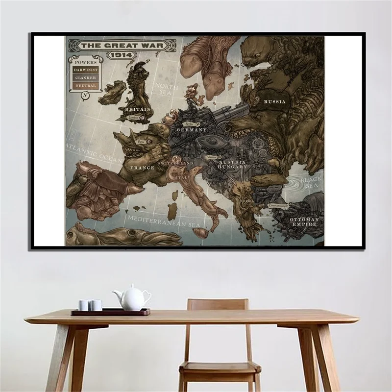 Map of Europe 1914 Foldable The Great War Map Poster No-fading Wall Decorative Sticker for Office Home School Suoplies 150x100cm