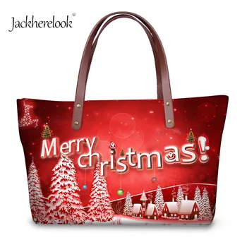 

Jackherelook Christmas Tree Handbag for Female Fashion Festival Green Tree Print Totes Handbag Women Necessary Top-Handle Bags