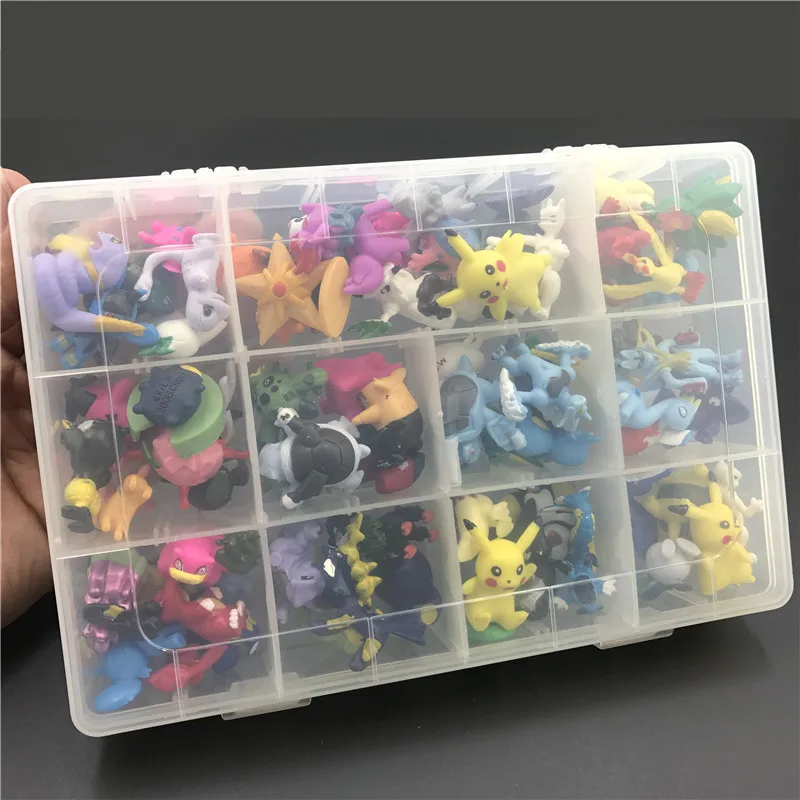 72pcs with box 144 различные стили 2,5-3 см 24 шт./пакет игрушки аниме Рисунок Фигурка героя Pokemones игрушки для детей, подарки на день рождения Модель Рисунок Игрушки - Color: 72pcs with box