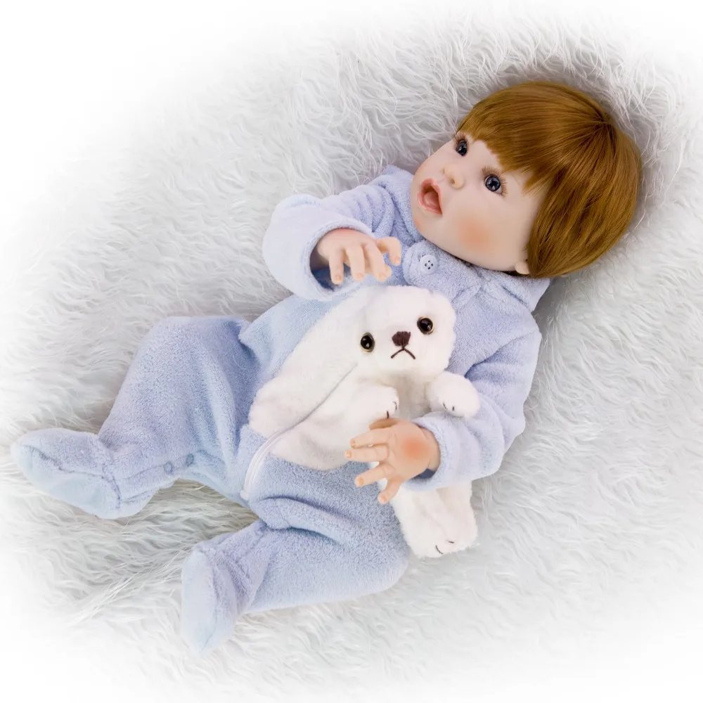 55 см силиконовая кукла-младенец, мальчик коричневый парик bebe Новорожденные игрушки для девочек на день рождения уникальный подарок Детская модель Кукла
