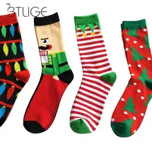 Рождественские хлопковые носки для мужчин и женщин милые носки с изображением Санта-Клауса на осень и зиму с изображением снежного лося