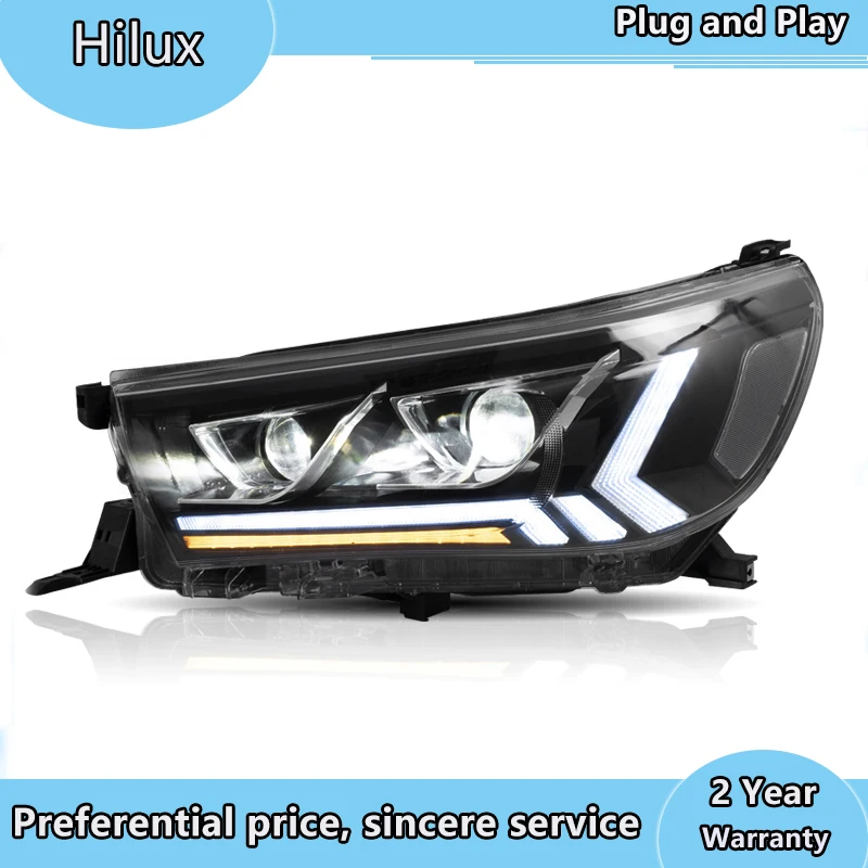 Автомобильный стайлинг фары для Toyota Hilux фар светодиодный налобный фонарь plug and play с движущегося сигнала