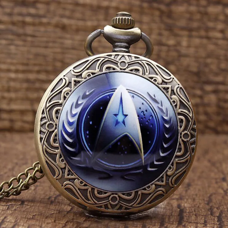 

TurnFinger Top Craft Luxury Quality Pendant Necklace Creative Personality Star Trek Pattern Fashion Souvenir Pocket Watch