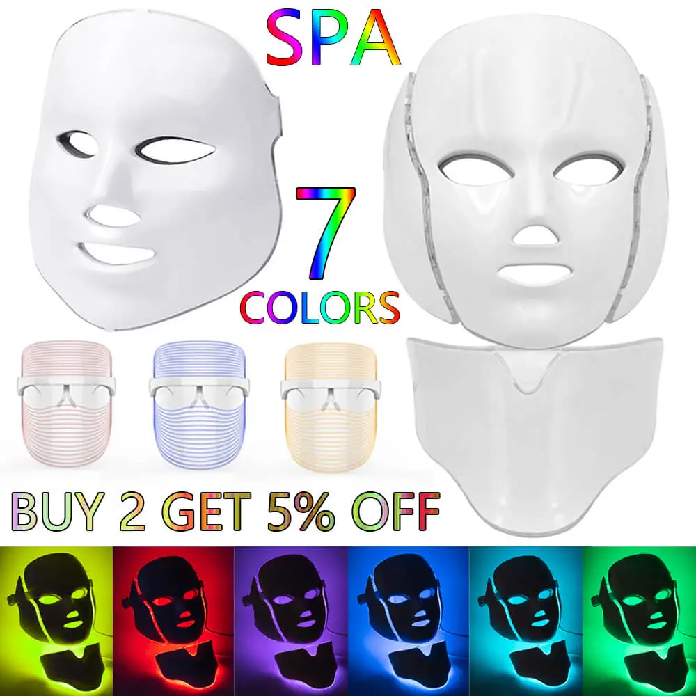 

Colorful LED Light Facial Mask Neck Skin Rejuvenation Care Photon Treatment SPA Beauty Anti Wrinkle Acne Therapy Tighten Device