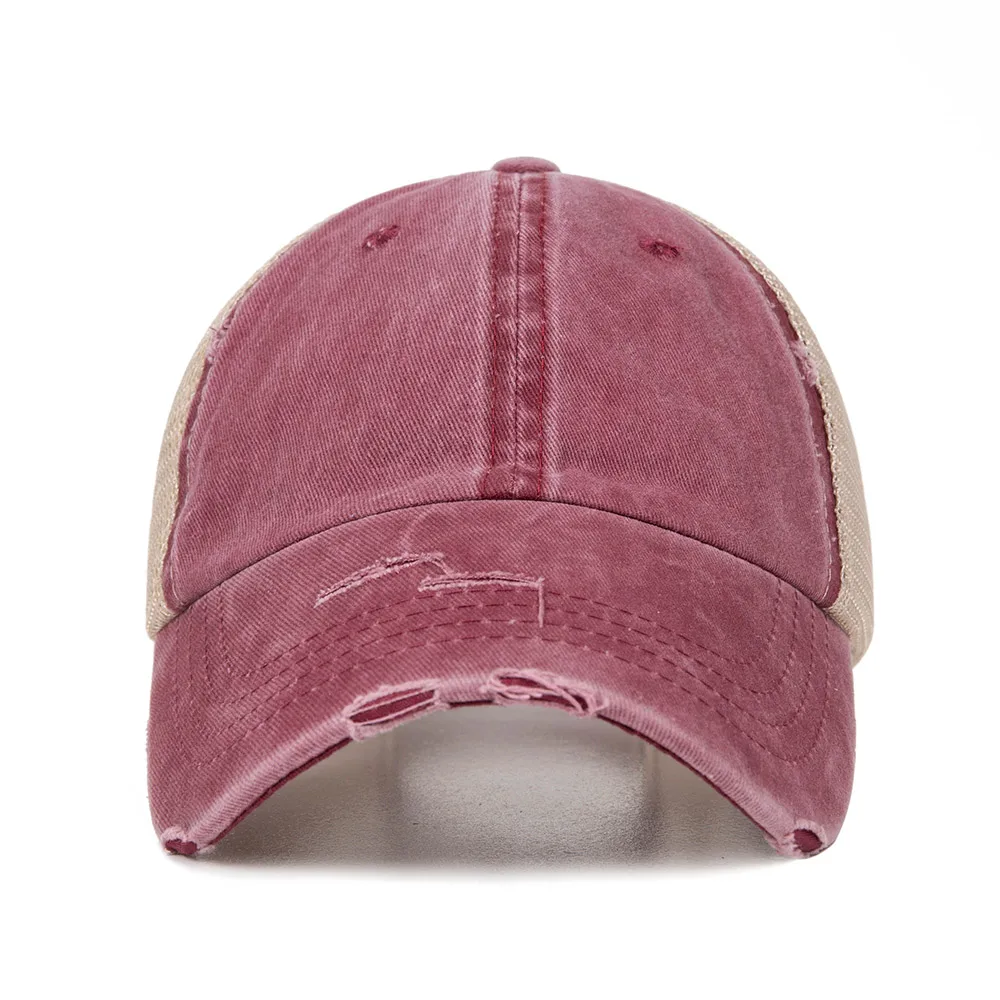 Мытый конский хвост бейсболка для женщин Snapback шляпа Женская Сетка Дальнобойщик Кепка s модная летняя кепка для девочек регулируемая спортивная шапка Кепка