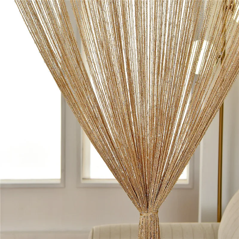 300X260 cm String Curtain Valance Shiny Tassel Line Curtain Solid Color Window Door Curtain Divider Drape Room Decor 4