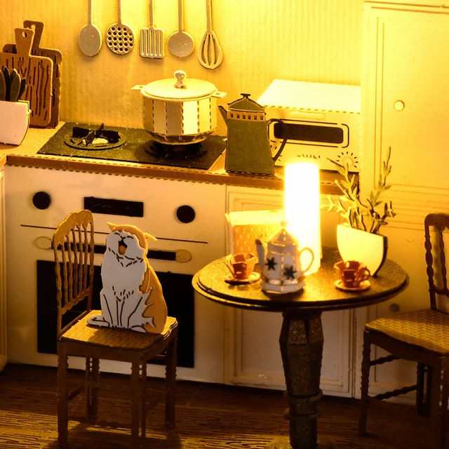 Cutebee DIY Dollhouse Miniature Diy Wooden Doll House Furniture House Dolls diy Building Kit Toys for Children Gifts 5