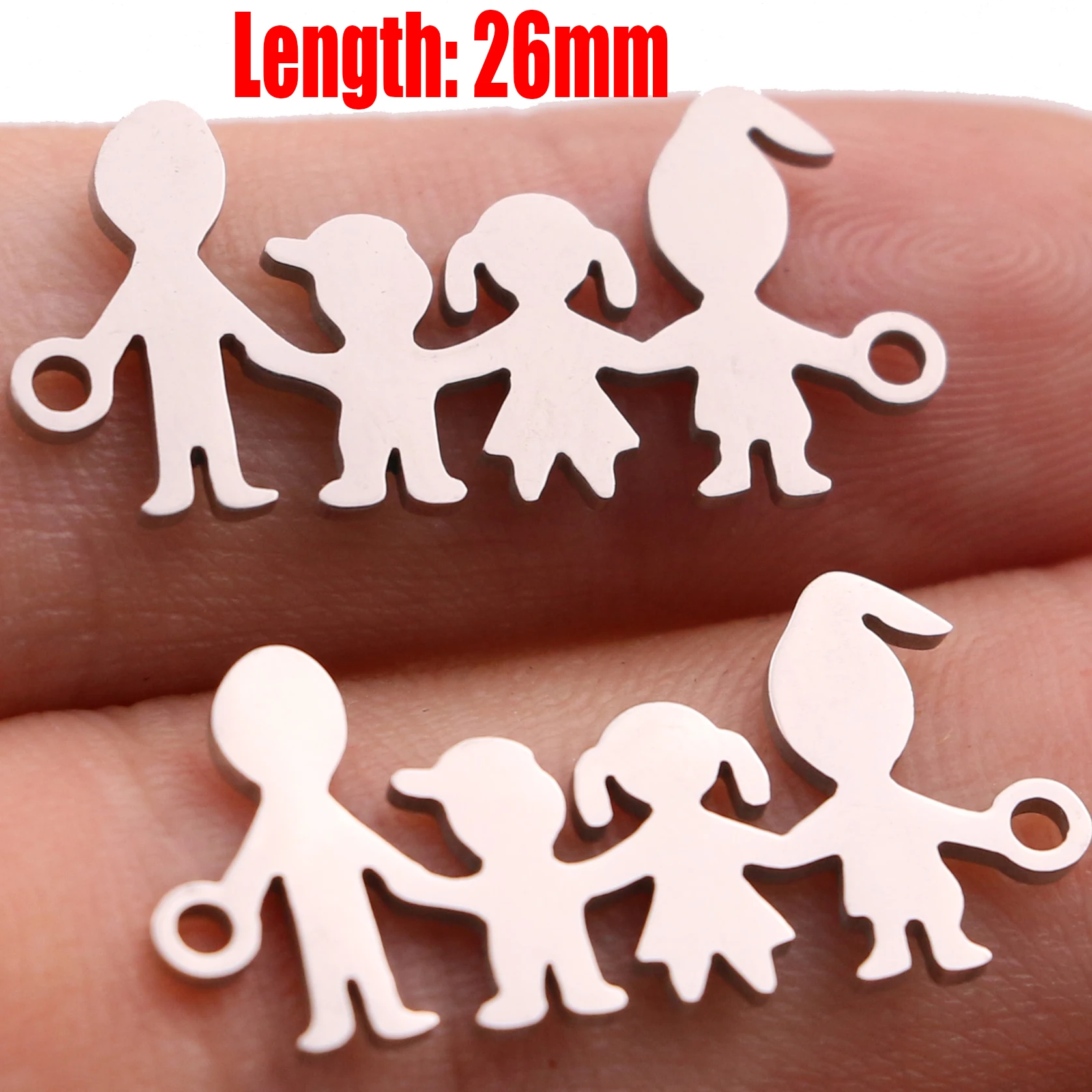 Steel 32 5pcs Family Chain Stainless Steel Pendant Necklace Parents and Children Necklaces Gold/steel Jewelry Gift for Mom Dad New Twice - Цвет: Steel 32
