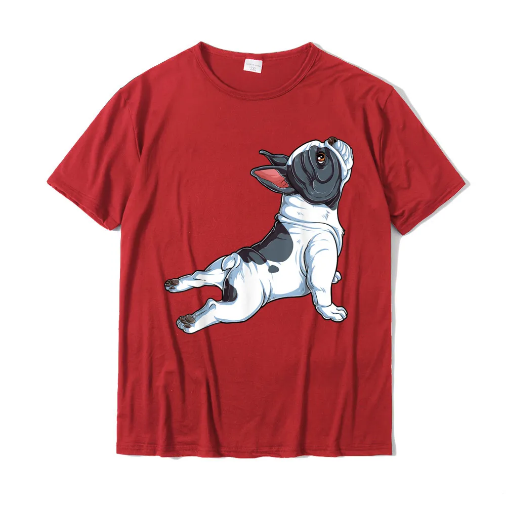 Funny 100% Cotton Fabric T Shirt for Men Short Sleeve Cool Tops Shirt Fitted Summer Fall Round Collar Tops Shirts Fitness Tight French Bulldog Yoga T shirt Frenchie Namaste Men Funny Gift T-Shirt__18623 red