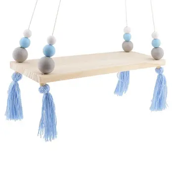 

WSFS Hot Wooden Wall Shelf Hanging Tassel Children Bebe Nordic Style Wall Frame - # 4
