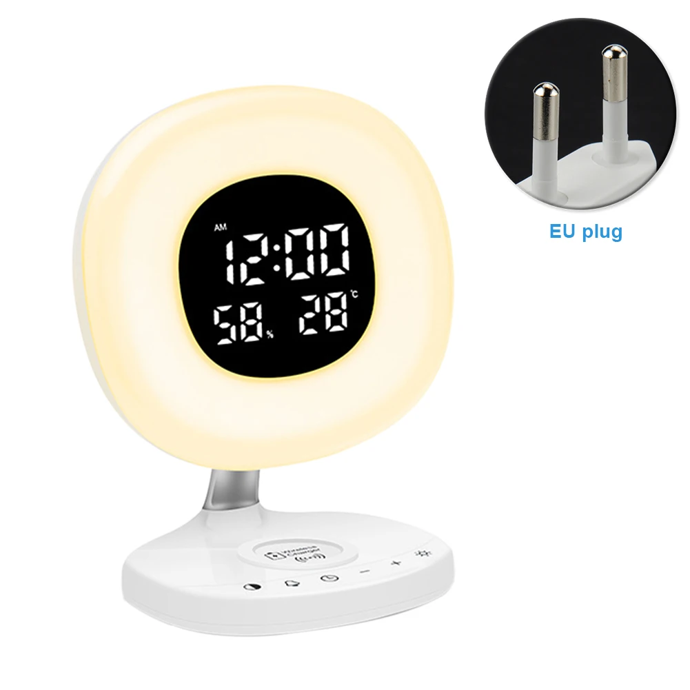 

Dimmable Wireless Charger Portable Bedroom Kids Sunrise Simulation Alarm Clock Time Display Multifunction Bedside Wake Up Light