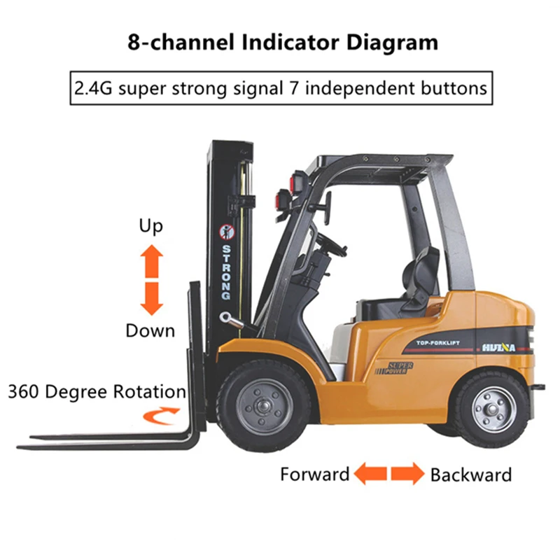 1:10 8-CH Remote Control Forklift Truck 360 Degree Rotation 100M Control 30Mins Flight Time Simulation Light Alloy Made RC Toy 4