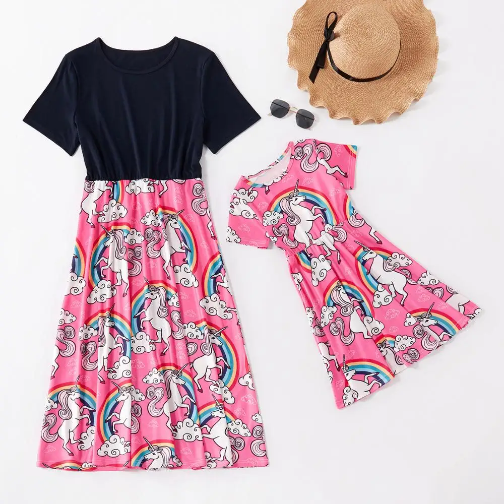 От 3 до 8 лет платье для родителей и ребенка одежда мамы дочки с круглым вырезом