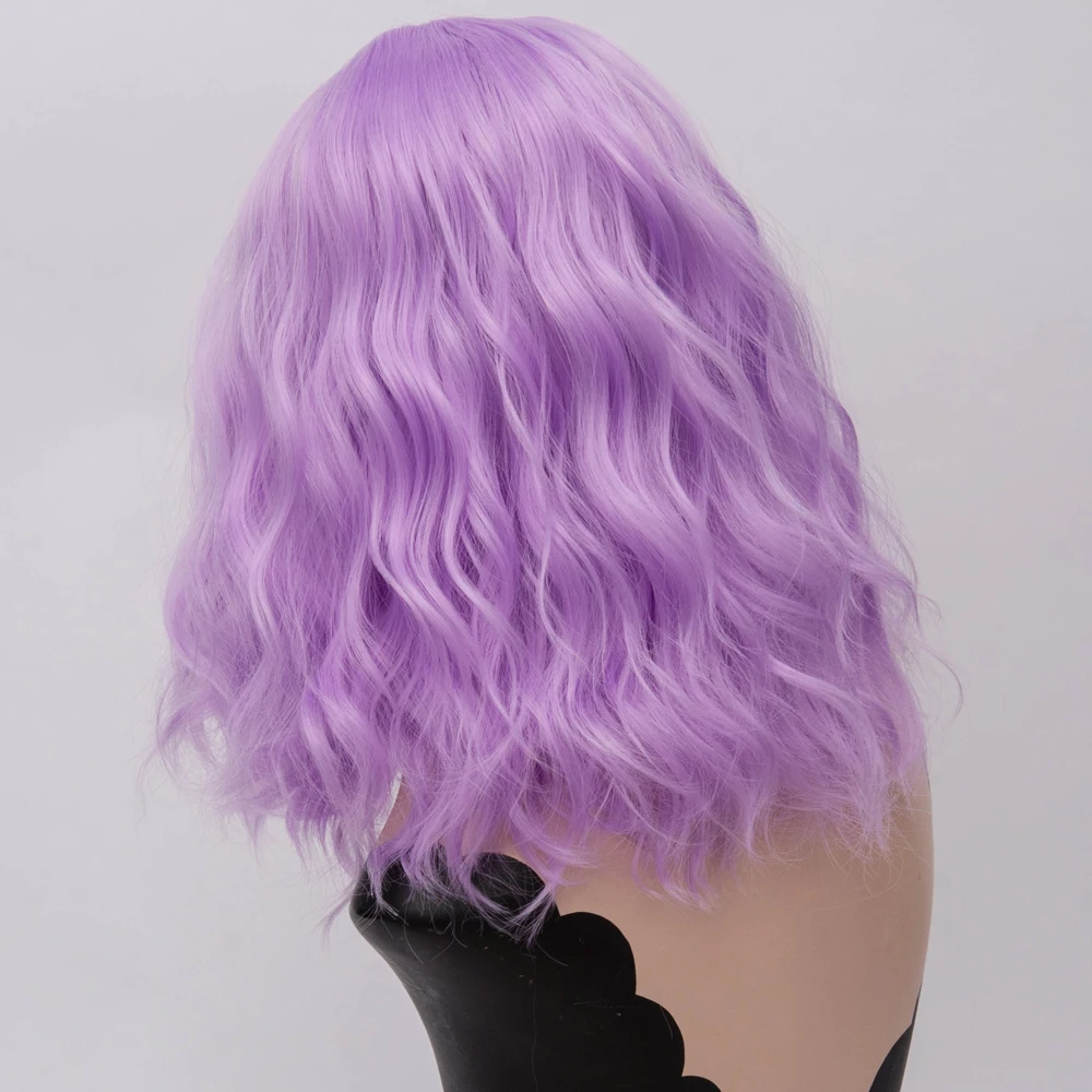 VICWIG 14Inch Short Curly Wig Purple Green Black Pink White Red 13 colors Synthetic Cosplay Wigs for Women Heat Resistant Hair