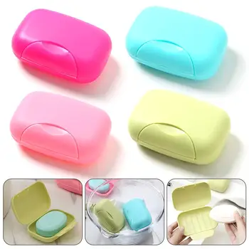

4 Pieces Square Travel Soap Box with Cover Waterproof and Leak-proof Soap Box